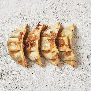 gyozas 3. Gyozas gratén pull pork
